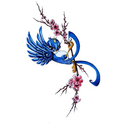 Cherry Blossom Swallow Design Water Transfer Temporary Tattoo(fake Tattoo) Stickers NO.11582